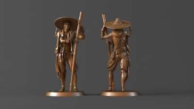 现代渔夫雕塑摆件3D模型下载